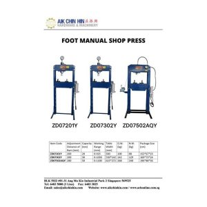 Aiko ZD07302Y Foot Manual Shop Press with 30T, C/WGauge | Model : SP-ZD07302QY
