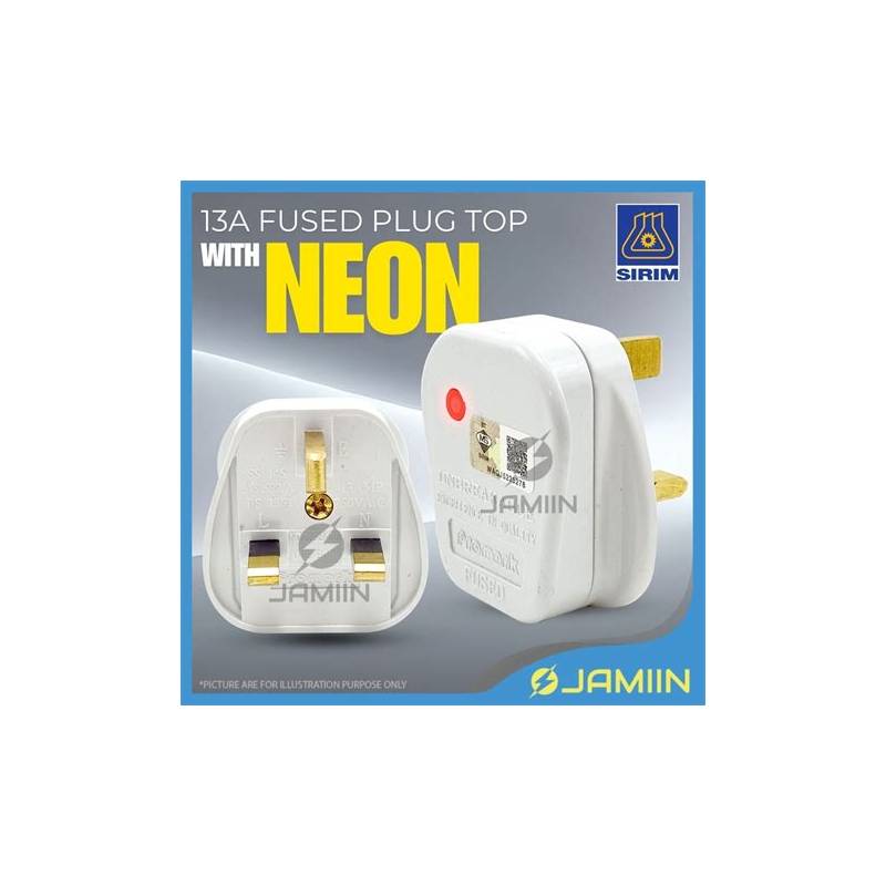 UK PLUG TOP (3 PIN PLUG) 13AMP-NEON