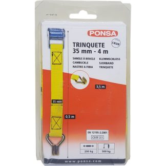 PONSA CAMBUCKLES 35MM DOUBLE J HOOKS 4M YELLOW BELT