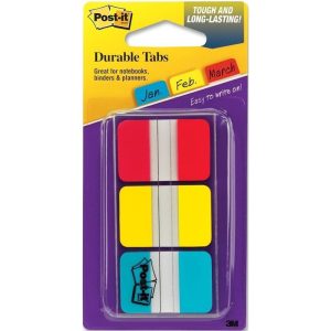 3M POST-IT DURABLE INDEX TABS 1"X1.5" 22TAB PER (PINK/GREEN/ORANGE) 686PGO