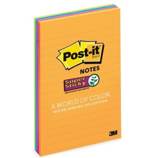 3M POST-IT SUPER STICKY JEWEL POP COL LINED NOTE 6"X4" (45'S/PAD) 4621-SSAU