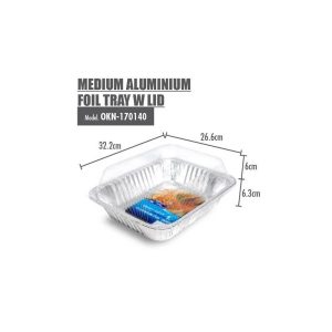 HOUZE MEDIUM ALUMINIUM FOIL TRAY WITH LID - L32.2*W26.6*H6.3CM OKN-170140
