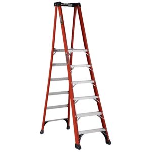 LOUISVILLE HD PRO EXTENDED RAIL FIBERGLASS PODIUM LADDER 375LBS FXP1800 SERIES