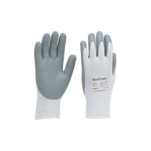 ATG MAXIFOAM GLOVE 34-800 KNIT WRIST FINGER COATED 24CM GREY [EN388]