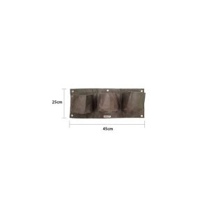 BLOOMBAGZ GREY 3 POCKET WALL HANGING FABRIC PLANTER 6L 45CMX25CM- Z8561