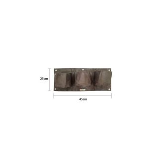 BLOOMBAGZ GREY 3 POCKET WALL HANGING FABRIC PLANTER 6L 45CMX25CM- Z8561