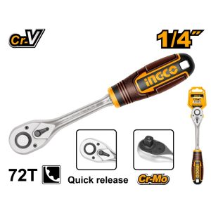 INGCO 1/4" DR. RATCHET HANDLE 45T LENGTH 158MM HRTH0814
