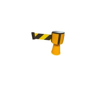 TRAFFIC CONE TOPPER WITH RETRACTABLE STRIPED BARRIER BELT (5M) YELLOW/BLACK