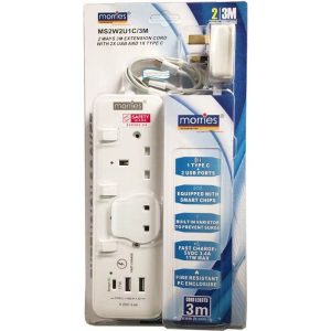 MORRIES 2WAY 3M CORD (2USB + 1 TYPE C) MS2W2U1C/3M
