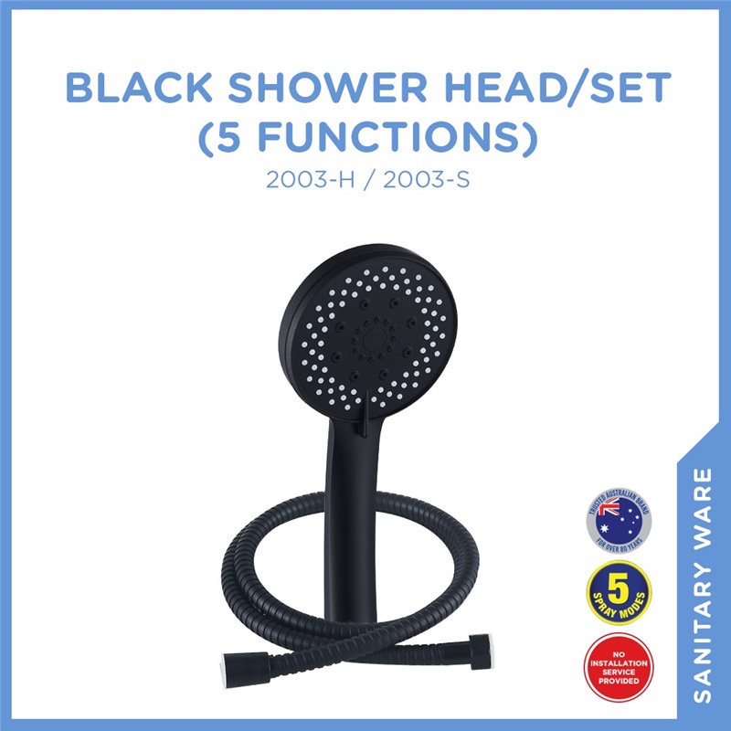SELLEYS 2003 BLACK SHOWER HEAD 5 FUNC