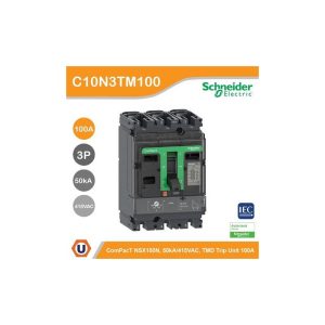 SCHNEIDER COMPACT NSX100N MCCB BREAKER, 50KA AT 415VAC, 3P 3D, TMD 100A
