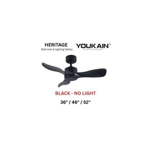 YOUKAIN 36" SMART CEILING FAN (NO LIGHT) YJ-668 (MATT-BLACK BODY)