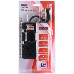 MORRIES 2WAY EXTENSION CORD 2M W/ SURGE PROTECTOR MS2828N2