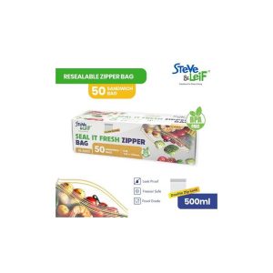 SL SANDWICH RESEALABLE DOUBLE ZIPPER BAG (165X149MM) 50PCS