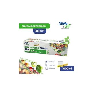 SL RESEALABLE DOUBLE ZIPPER BAG QUART (178X203MM) 30PCS