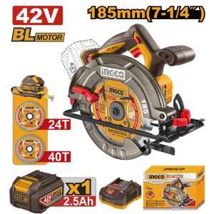 INGCO 42V BL 7-1/4" CIRCULAR SAW 1X2.0AH & 2 BLADES CSLI4218511
