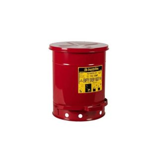 JUSTRITE 34L/10 GALLON OILY WASTE CAN, FOOT-OPERATED - 09308 (RED)
