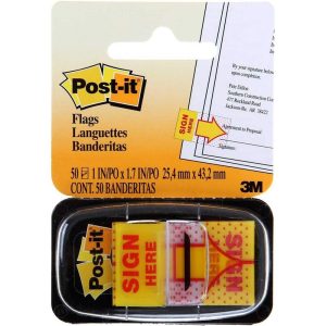 3M POST-IT FLAG "SIGN HERE" (50SHT) 1"X1.7" 680-9
