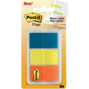 3M POST-IT FLAG HIGHLIGHT COL (3COL X 20SHT) 0.94"X1.7" 680-HFBYO