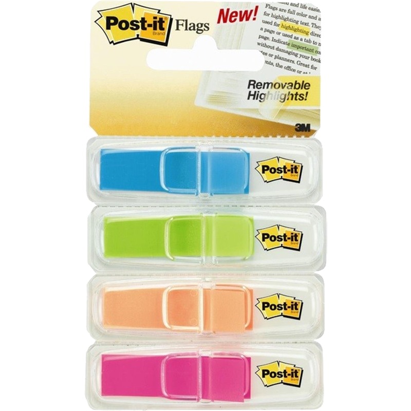 3M POST-IT FLAG ASSORTED BRIGHT (4COL X 35SHT) 0.47"X1.7" 683-4ABX