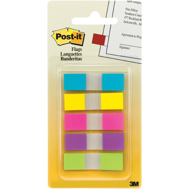 3M POST-IT FLAG BRIGHT CLEAR (5COL X 20SHT) 0.47"X1.7" 683-5CB