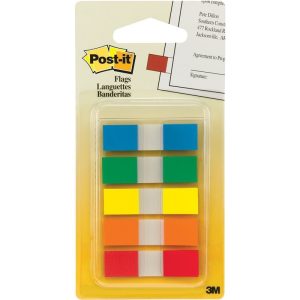 3M POST-IT FLAG SMALL CLEAR (5COL X 20SHT) 0.47"X1.7" 683-5CF