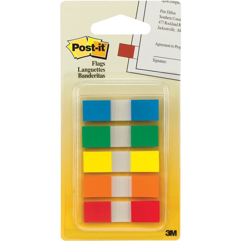3M POST-IT FLAG SMALL CLEAR (5COL X 20SHT) 0.47"X1.7" 683-5CF