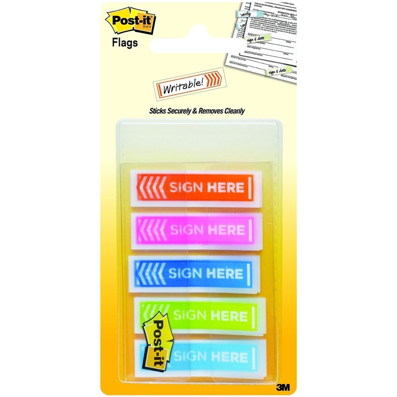 3M POST-IT SIGN HERE FLAGS (60SHT) 0.94"X1.7" 682-SH-OBL