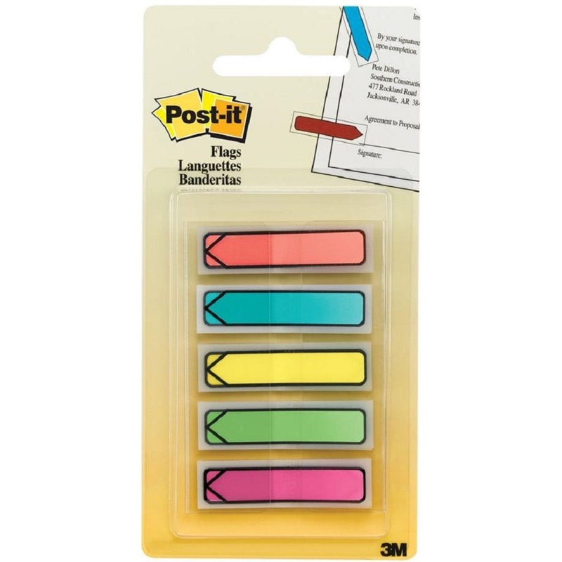 3M POST-IT ARROW FLAGS BRIGHT COL (5COLX20SHT) 0.47"X1.7" 684-ARR2