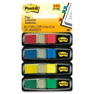 3M POST-IT FLAGS SMALL (4COLX35SHT) 0.47"X1.7" 683-4