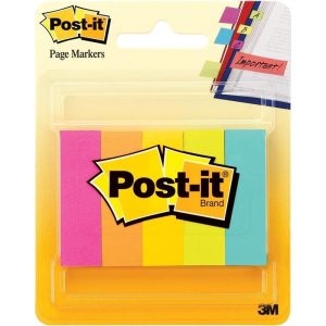3M POST-IT PAGE MARKERS ASSORTED NEON COLOUR (100SHT) 0.5"X1.75" 670-5AN