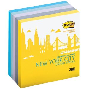 3M POST-IT SUPER STICKY NEW YORK CITY COLLECTION 3"X3" (90'S/PAD) 654-5SSNY
