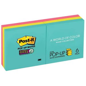 3M POST-IT SUPER STICKY POP UP MIAMI COLOUR 3"X3"(90'S/PAD) R330-6SSMIA