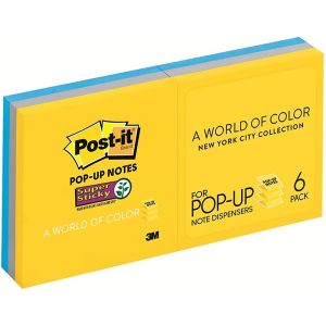 3M POST-IT SUPER STICKY POP UP NEW YORK COLLECTION 3"X3"(90'S) R330-6SSNY