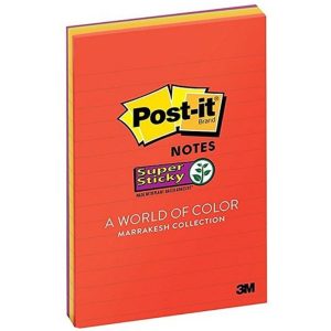 3M POST-IT SUPER STICKY ELECTRIC GLOW LINED NOTE 6"X4" (45'S/PAD) 4621-SSAN