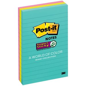 3M POST-IT SUPER STICKY MIAMI COLOUR NOTES 3"X3"(90'S/PAD) 654-5SSMIA
