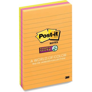 3M POST-IT SUPER STICKY RIO DE JANEIRO COLLECTION 3"X3"(90'S/PAD) 654-5SSUC