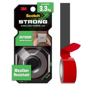 3M SCOTCH OUTDOOR D/SIDED MOUNTING TAPE 19MM X 1.5M 411-S19 DARK GRAY