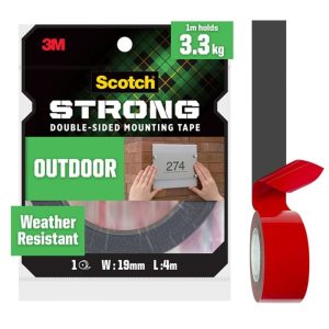 3M SCOTCH OUTDOOR DOUBLE SIDED MOUNTING TAPE 19MM X 4.0M 411-M19 DARK GRAY