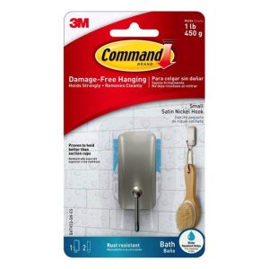 3M SATIN NICKEL SMALL HOOK BATH33-SN-ES