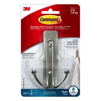 3M SATIN NICKEL LARGE DOUBLE WIRE HOOK BATH36-SN-ES