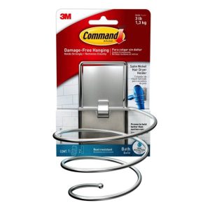 3M SATIN NICKEL HAIR DRYER HOLDER BATH39-SN-ES