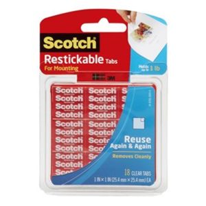 3M SCOTCH REUSABLE TABS - R100 25.4MMX25.4MMX18CLEAR