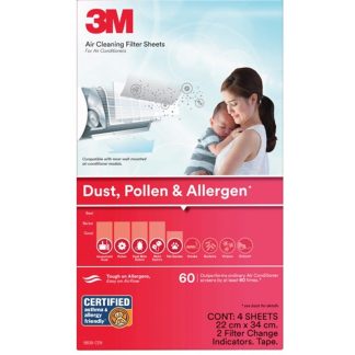 3M DUST POLLEN ALLERGEN AIRCON FILTER 22X34CM 4PPP 9808-CEN