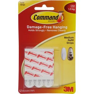 3M COMMAND MEDIUM REFILL 12 STRIPS 17021P
