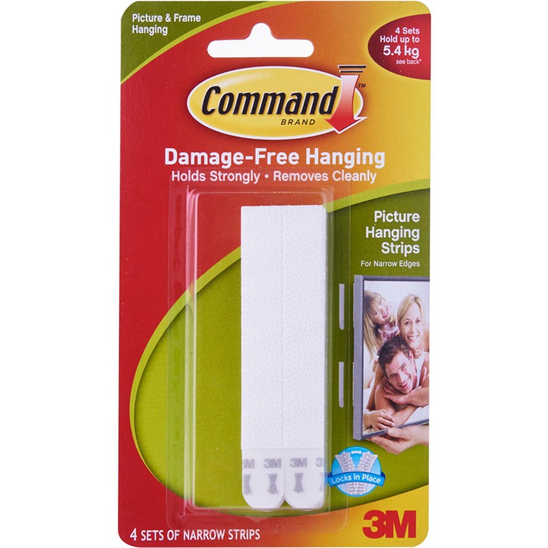 3M COMMAND NARROW PICTURE HANGING STRIPS 4SETS 17207