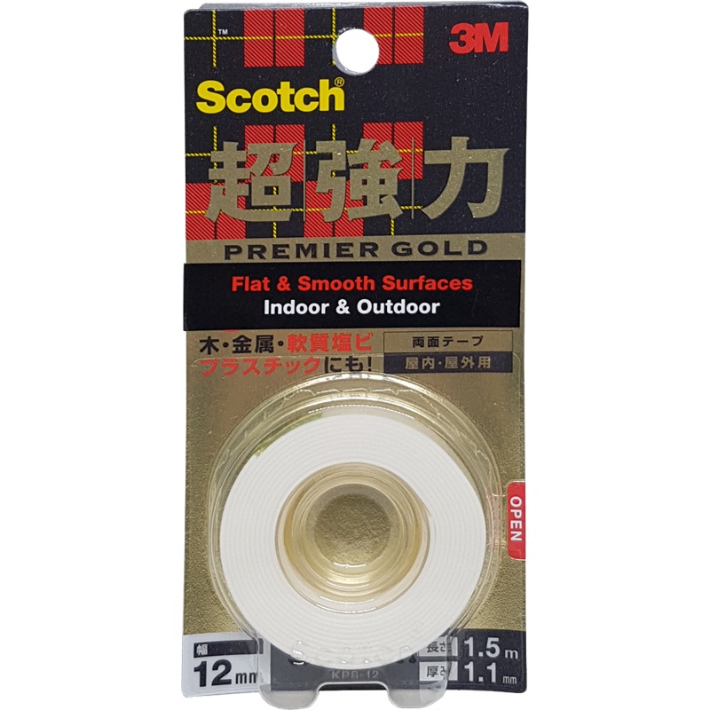 3M SCOTCH PREMIER SUPER STRONG 12MMX1.5M (FLAT & SMOOTH) - KPS12