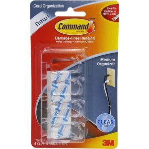3M COMMAND CLEAR MEDIUM ORGANIZER 4CLIPS,5STRIPS 17301CLR