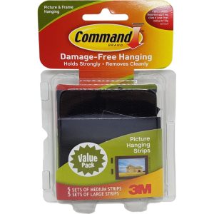 3M COMMAND MEDIUM & LARGE PICTURE HANGING STRIP 17211BLK