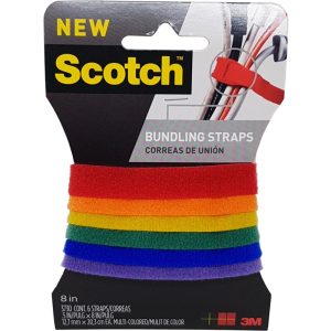 3M SCOTCH MULIT COLOR BUNDLING STRAP 6 COUNT 1/2" X 8" - 3730